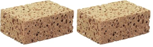 Nespoli Esponja Vegetal para Trabajos Pesados, 14 cm, Resistente al Cloro, Lejía Diluída, Poro Grueso (Paquete de 2)