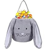 XinblueCo Plush Easter Bunny Basket Easter Buckets with Long Plush Ear Personalized Egg Hunting Easter Bags,Bunny Easter Tote Bags for Easter Decorations Candy…