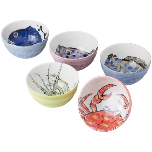 エールネット(Ale-net) ご飯茶碗 飯碗 5個セット φ11.3×H6cm 海物語 5客セット 磁器 美濃焼 日本製