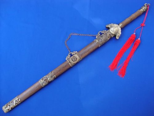 LOONGSWORD Chinese Sword/Four Images Tai Chi jian/Forged Damascus Steel Blade/Rosewood Scabbard