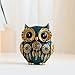 Decorative Owl Figurine, Vintage Blue and Gold Owl Statue Home Decor - Evil Eye Accent for Bookshelf, Bedroom, Living Room, Office & Table. Cute Small Animal Sculpture Gift for Birds Lovers.(Blue)