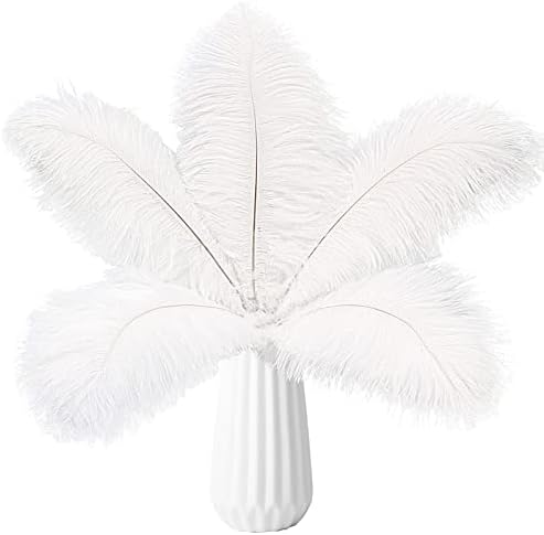 THARAHT 24pcs White Ostrich Feathers Natural Bulk 10-12Inch 25cm-30cm for Wedding Party Centerpieces Easter Gatsby and Home Decorate Ostrich Feathers
