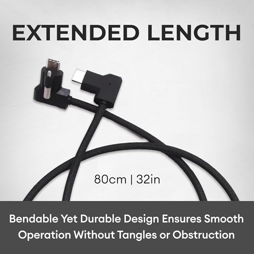Image of XLCS Locking EVF Cable for Blackmagic Pyxis and URSA Cine 12K - USB-C 3.1 /3.2-20Gbps - 100W Power - Secure Lock - High-Speed Pyxis Monitor Cable - Durable and Reliable (80cm (32 inch) - Black)