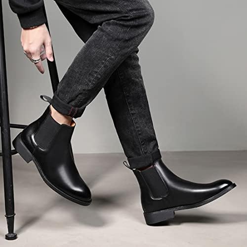 Santimon Mens Black Leather Dress Casual Chelsea Boot Chukka Ankle Boots 6 US | Image 6