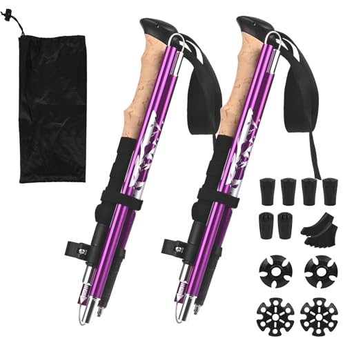 Un Paio Bastoncini Trekking, Bastoncini Trekking Pieghevoli 33-125 CM Bastoni Nordic Walking con...