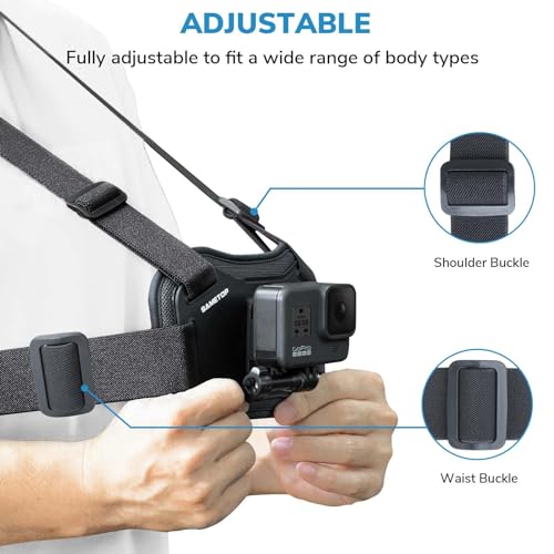 Sametop Brustgurt Brusthalterung Chest Mount Kompatibel mit GoPro Hero 13 12 11 10 9 8 7 6 5 Session DJI Osmo Action Kameras - Vereint Stabile und Komfort Performance