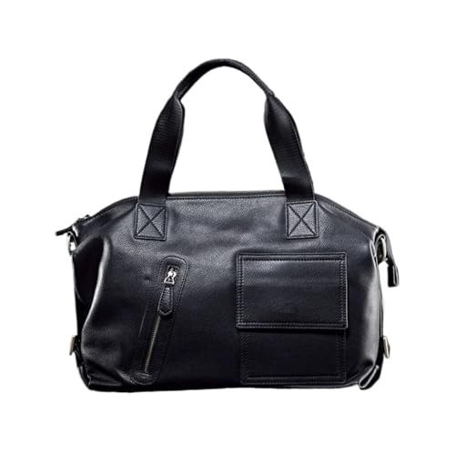 Bolso de hombro de piel auténtica espacioso para portátil de 12 pulgadas satchel