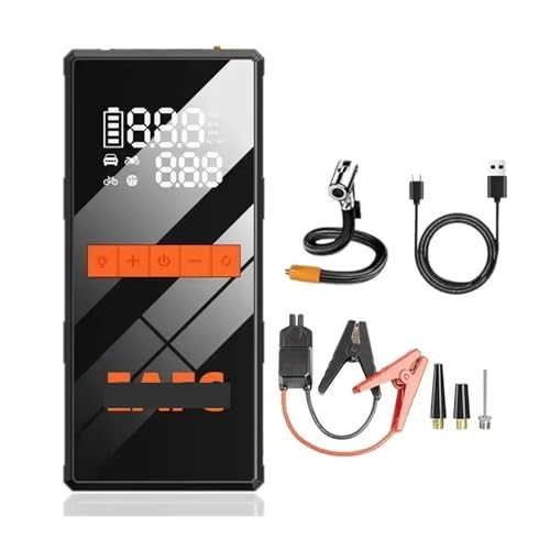 Démarreur de voiture portable puissant 1200A, gonfleur de pneus et écran LCD