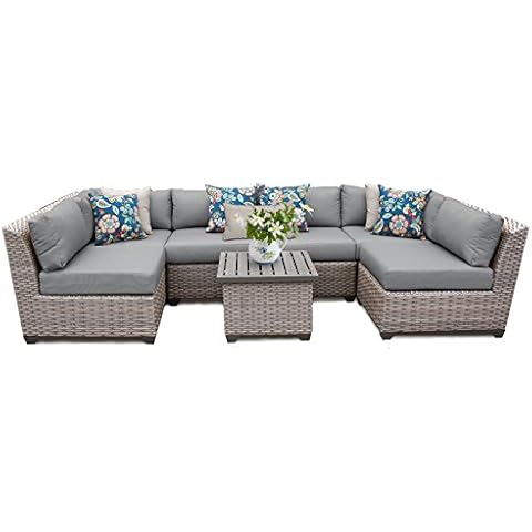 TK Classics FLORENCE-07c 7 Piece Outdoor Wicker Patio Furniture Set Cover