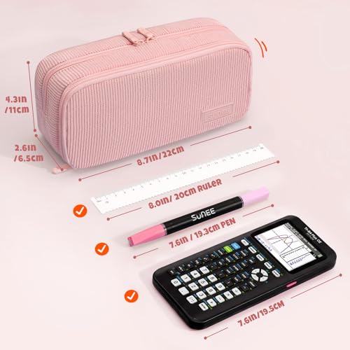 Image of SUNEE Pencil Case, Large Capacity Pencil Pouch, Aesthetic Big Pen Bag, Soft Corduroy Pen Box for Office Stationery Organizer School Supplies Multifunctional for Teen Boys Girls Women Men, Soft Pink