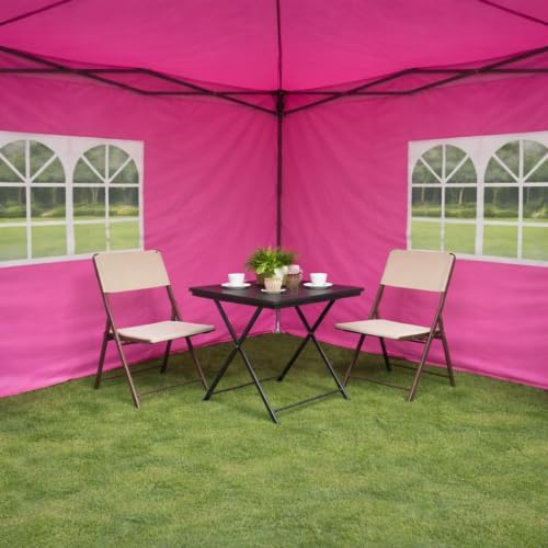 FansaFurn 10x10 Pop Up Gazebo Canopy Tent with Removable Sidewalls, Zippered Windows, 4 Sandbags, and Carry Bag – UV-Resistant Waterproof Outdoor Shelter for Patio, Party, Beach – Magenta