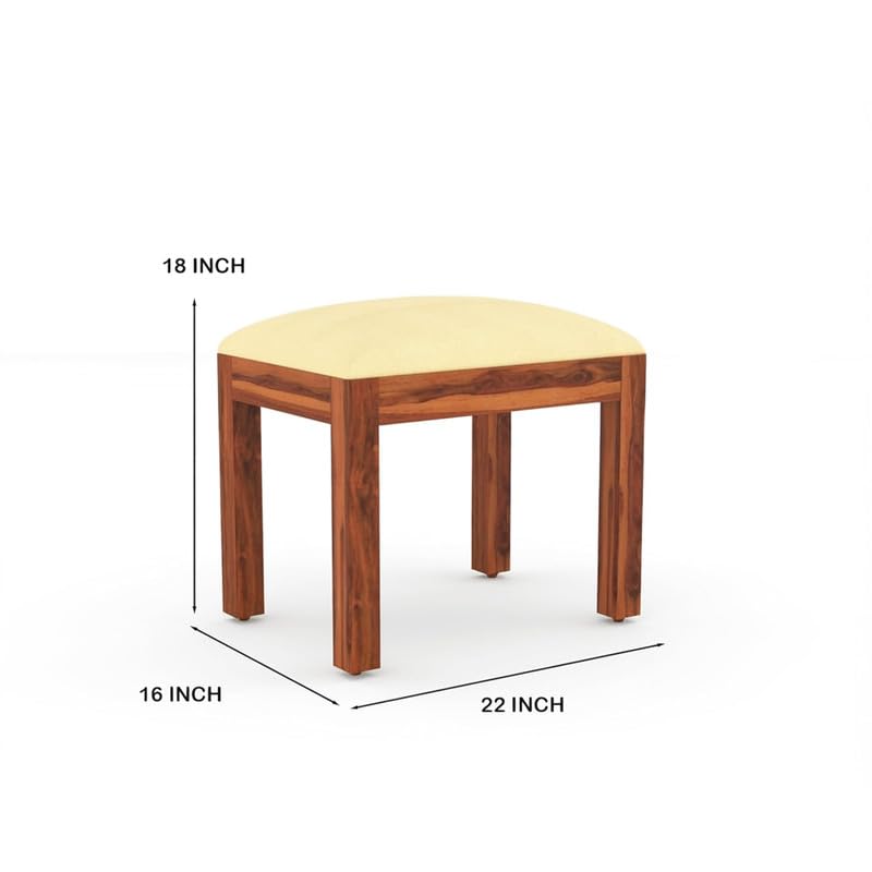 Image of Furniture Solid Sheesham Wood 4 Seater Dining Table Set with 3 Cushioned Chairs and Bench | Wooden Four Seater Dinner Table Set for Living Room, Kitchen, Dining Area and Home (Honey Finish)
