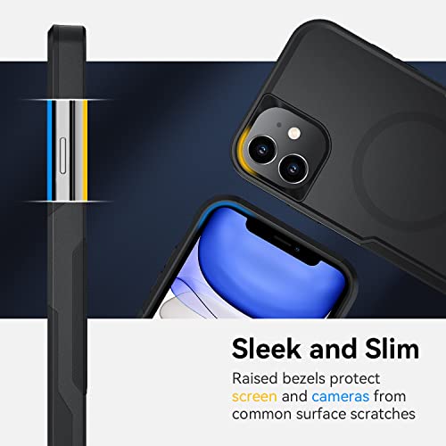 Xmon Magnetic Case For Iphone 11 Case [Mil-Grade Drop Tested & Compatible With Magsafe] Tempered Glass Screen Protector With Camera Lens Protector Phone Case Cover For Apple Iphone 11 (Black) #TOP7
