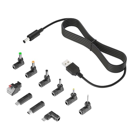 BERLS Alimentazione Universale USB DC 5V, Cavo di jack 5.5x2.1mm con 10 Connettore per LED Light, Router, Smart phone