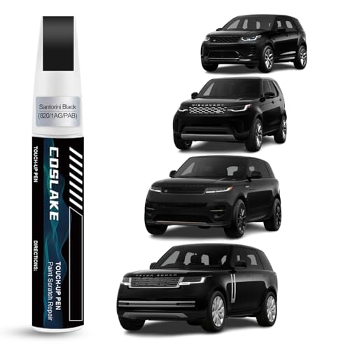 COSLAKE Car Touch Up Paint(Santorini Black(820/1AG/PAB)) for Landrover, Car Paint Scratch Repair Kit, Quick & Easy Solution to Repair, 2 in 1 Scratch Remover Pen with 2PCS Disposable Micro Applicators