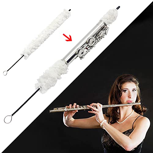 Zby Flute Cotton Cleaning Brush Kit Includes 1 Pcs Flute Cotton Cleaning Brush Swab, 1 Pcs Dust Brush,1 Pieces Screwdriver For Flute Repair And Cleaning,1 Pair Cotton Gloves And 1Pcs Cleaning Cloth #TOP1