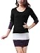 Allegra K Women Scoop Neck Long Sleeve Colorblock Panel Slim Fit Tunic Shirt S Black