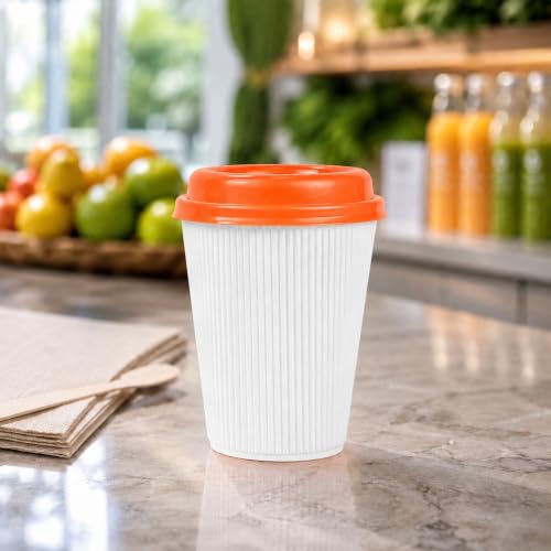 Restaurantware-Coffee Cup Lids Only For 8, 12, 16 and 20 oz Cups 25 Pack Of Disposable Orange Hot Cup Lids Leakproof Plastic Drink Covers Elevated Spout Air Flow Vent For Latte Espresso Beverages by Restaurantware - Used condition - Image 4