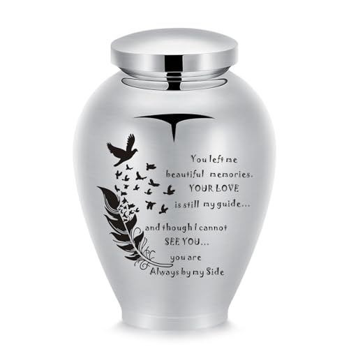Minicremation 8.26x5.63 Inch Large Urns for Human Ashes Stainless Steel Keepsake Urns for Humans/Pets Ash Memorial Keepsake Decorative Cremation Urns