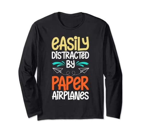 Image of Paper Plane Folded Airplane Folding Glider Origami Flying Long Sleeve T-Shirt