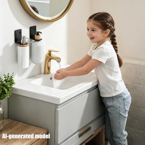 Image of BiJun Soap Bottle Dispenser Holder Wall Mount, Shampoo Conditioner Body Wash Dispenser Soap Holder Shower Hanger Space-Saving Bottle Hole of 1.06in for Kitchen Bathroom (1.06in, Black)
