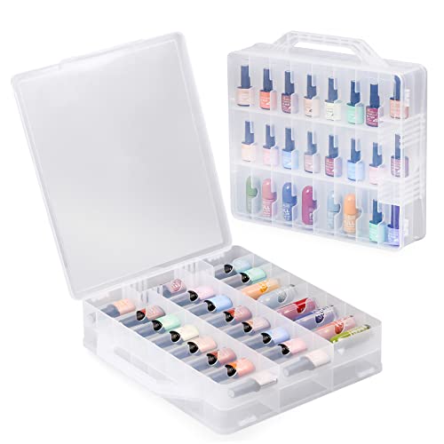 EVERGD Organizador universal para esmaltes de uñas, 48 botellas, caja de almacenamiento transparente de doble cara, Clear, Soporte organizador de cosméticos de gel para esmalte de uñas EVERGD Organizador universal para esmaltes de uñas, 48 botellas, caja de almacenamiento transparente de doble cara, Clear, Soporte organizador de cosméticos de gel para esmalte de uñas