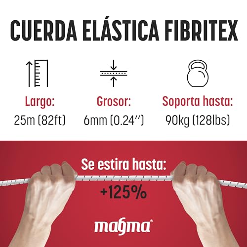 Miniatura 2 de Magma Cuerda Elastica 6mm. Fibritex Polietileno. Piscinas Standard Nf P 90-308 Toldos Acampadas Exteriores Manualidades Nautica Amarres Escalada Resistente Al Agua 10m, Blanco