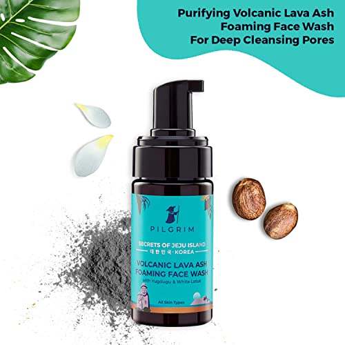 Image of PILGRIM Korean Volcanic Lava Ash Foaming Face Wash for Deep Cleansing with Yugdugu & White Lotus | Korean Skin Care Products | 100% Safe on All Skin Types | SLS & Paraben Free | 120 ml
