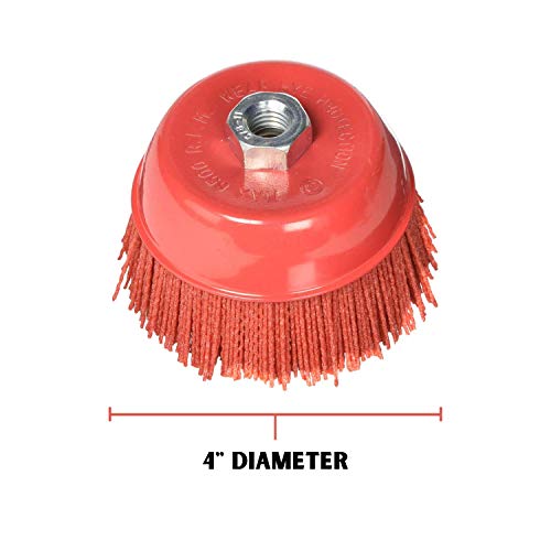 Image of AL's Liner Abrasive 180 Grit Nylon Bristle Cup Brush - 4 Inch - Safe for Use on Metal, Wood, Aluminum and Plastic Surfaces (TOOR4)