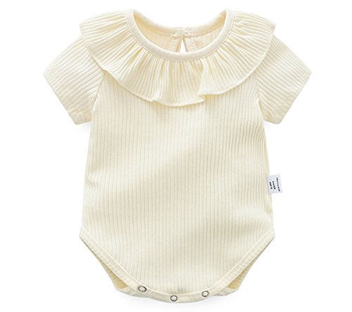 Ding-dong Baby Girl Summer Princess Ruffle Solide Romper?Beige,12-18M?
