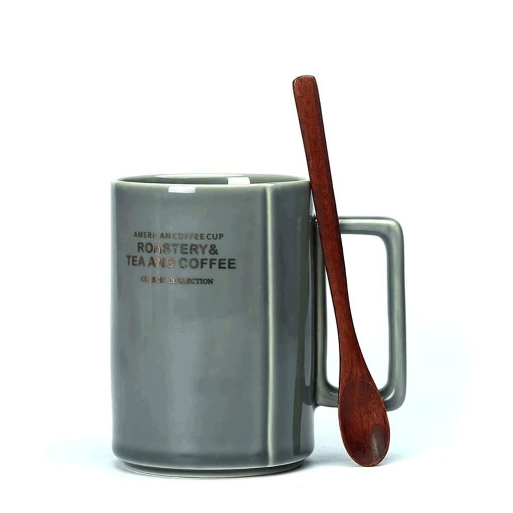 Tazzine Caffe Feste Tazza da caffè in Ceramica Stile Americano Vintage, Artigianale Cambiata in Forno 440 Ml, tè Riutilizzabile per Bevande Calde/Fredde Tazza tè(F)