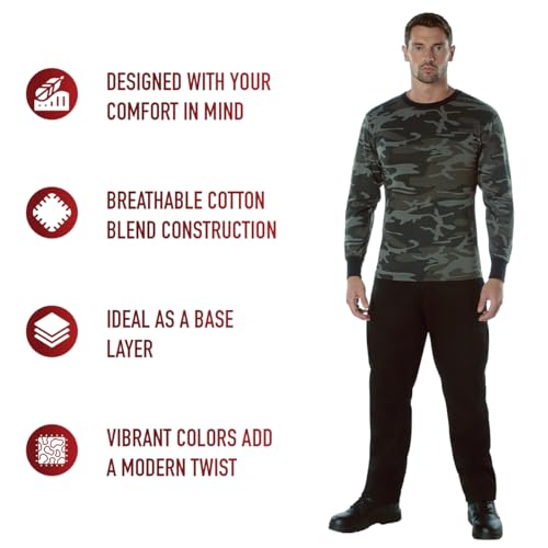 Rothco Long Sleeve Color Camo T-Shirt - Comfortable Tee for Outdoor Adventure, Black Camo, X-Large