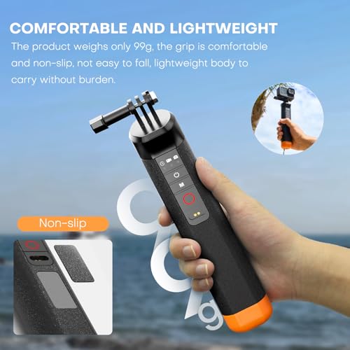 REYGEAK Floating Selfie Stick Hand Grip,with Bluetooth Remote Control,Underwater Handle Stick with Lanyard, Waterproof Monopod for GoPro Accessories Hero 13/12/11/10/9 Action Camera