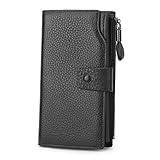 GROSSE KAPAZITÄT: 21 Kartenfächer, 3 Fächer in voller Größe für Geldscheine und Handy, 1 Reißverschlusstasche und 1 Drucktasche.