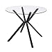 4D Concepts Charles Round Glass Table, Black