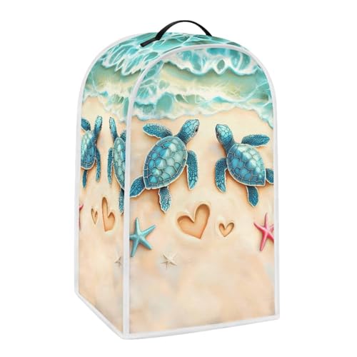 Image of Talayituse Beach Turtle Starfish Heart Print Blender Dust Cover, Fingerprint Protection Cover for Stand Mixer or Coffee Machine, Home Kitchen Appliance Covers for Stain Dust Resistant Supplies