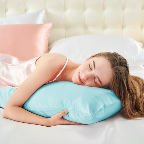 BEDELITE Satin Body Pillow Cover, Super Soft and Cooling Body Pillow Pillowcase for Hair and Skin, Breathable Silky Full Long Pillowcase Cover(20"x54", Blue) — view 5