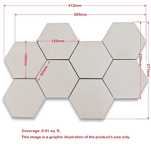 Stone Center Online Carrara White Marble 5 inch Hexagon Mosaic Tile Polished Kitchen Bath Wall Floor Backsplash Shower (1 Sheet) - Thumbnail 3