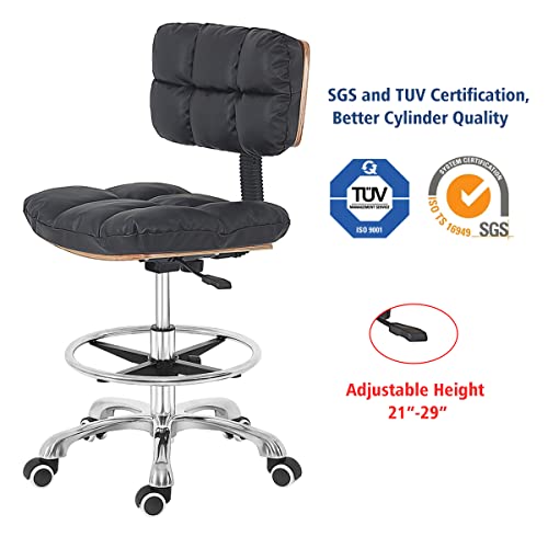 Antlu Drafting Chair Tall Office Chair For Standing Desk,Rolling Shop Guitar Work Drafting Stool,Counter Height Office Studio Chairs (Black) #TOP3