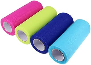6" Wide x 25 Yards Tutu Tulle Soft Nylon Netting Graft Fabric Crafts Weddings Blue, Rose, Green, Royal Blue(Mixed Colors 4 Rolls)