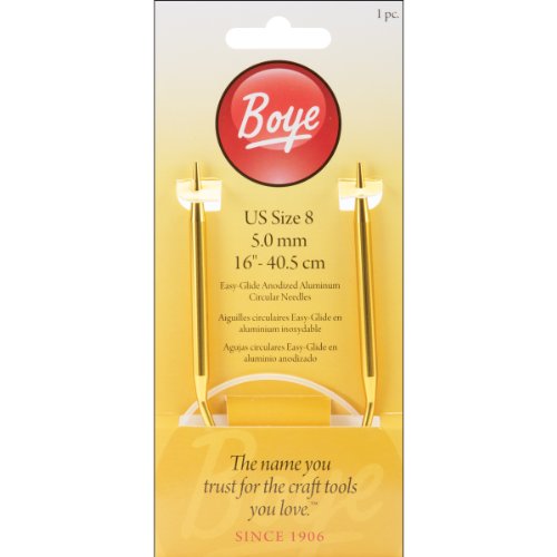 Boye 16-Inch Aluminum Circular Knitting Needles, Size 8