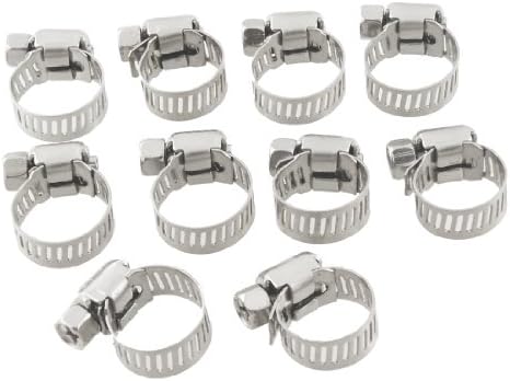 uxcell Adjustable Stainless Steel Worm Drive Hose Clamp (10 Piece), 9mm-16mm