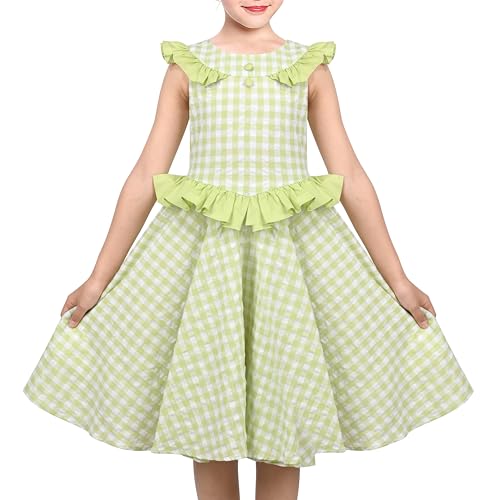 Robe vichy fille à volant et manches courtes pour tenue été 4-8 ans