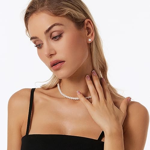 Image of Zeffy Pearl Necklace 4MM /6MM /8MM Dainty Round Imitation Pearl Choker Necklace Wedding Pearl Necklace Delicate Jewelry for Women Simple Bridesmaid Jewelry Gifts