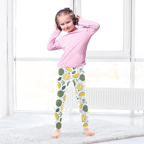 Cute Durian Fruits and Leaf Girls Leggings,Workout Leggings for Girls Toddler Athletic Leggings Size for 3-10T4