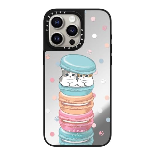 CASETiFY MagSafe �Ή��~���[ iPhone 15 Pro Max �P�[�X [���ː� / 1.5m����̗����������N���A / Mofusand] - �V���o�[ (�u���b�N�o���p�[) - Chef's Special