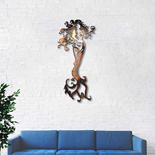 Izzya Ocean Theme Wall Art Decor, Wine Drinking Mermaid Metal Wall Art, Metal Ornament Wall Hanging, For Coastal Nautical Beach Or Boat Decor #TOP2