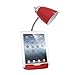 Simple Designs LD1057-RED Gooseneck Organizer Desk Lamp with iPad/Tablet Stand or Book Holder and Charging Outlet, Red