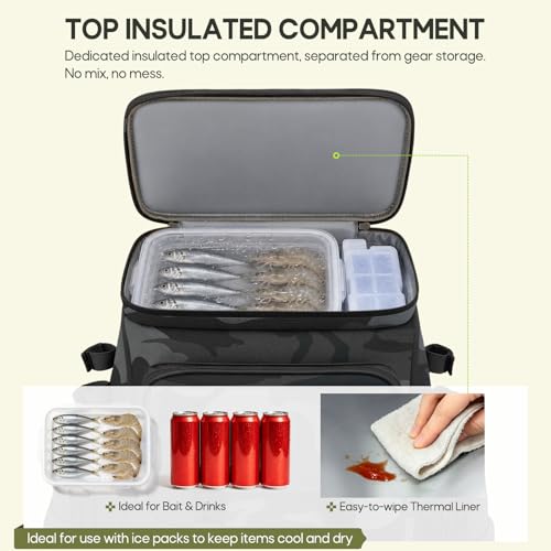 Image of RAINSMORE Fishing Backpack, 45L Large Water-resistant Fishing Tackle Bag