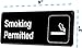 Alpine Industries Smoking Permitted Sign - Weather Proof Outdoor Wall Placard w/Adhesive Back & Visible Symbol for Restaurant & Commercial Cigarette Zone (3X9 Inches, Black)